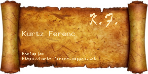 Kurtz Ferenc névjegykártya